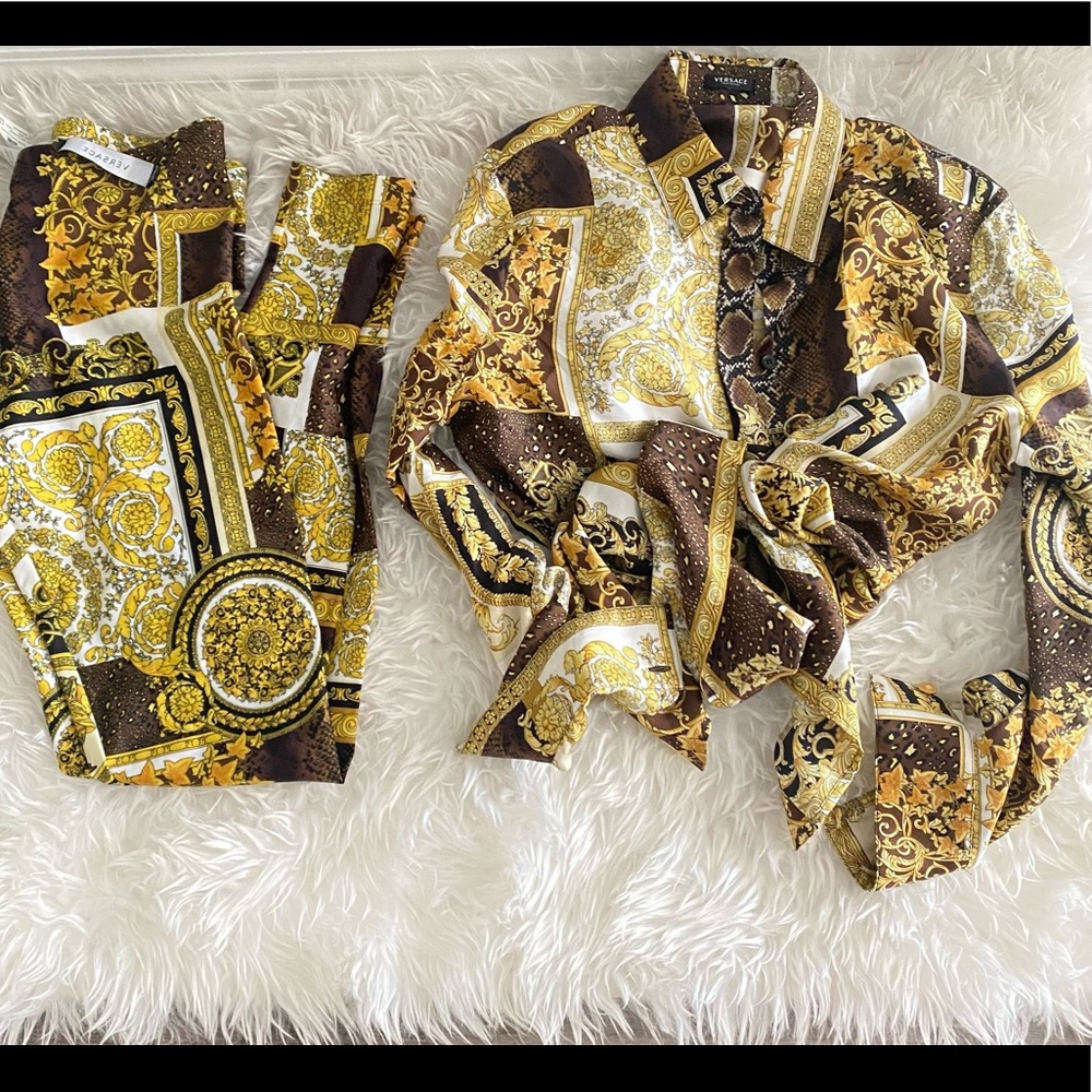 Versace White Barrocco Shirt and Leggings Set